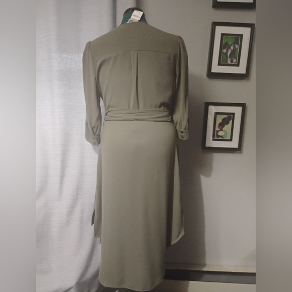 Bar III Asymmetrical Wrap-Style Dress in Olive Green, Sz 12 - Picture 9 of 13